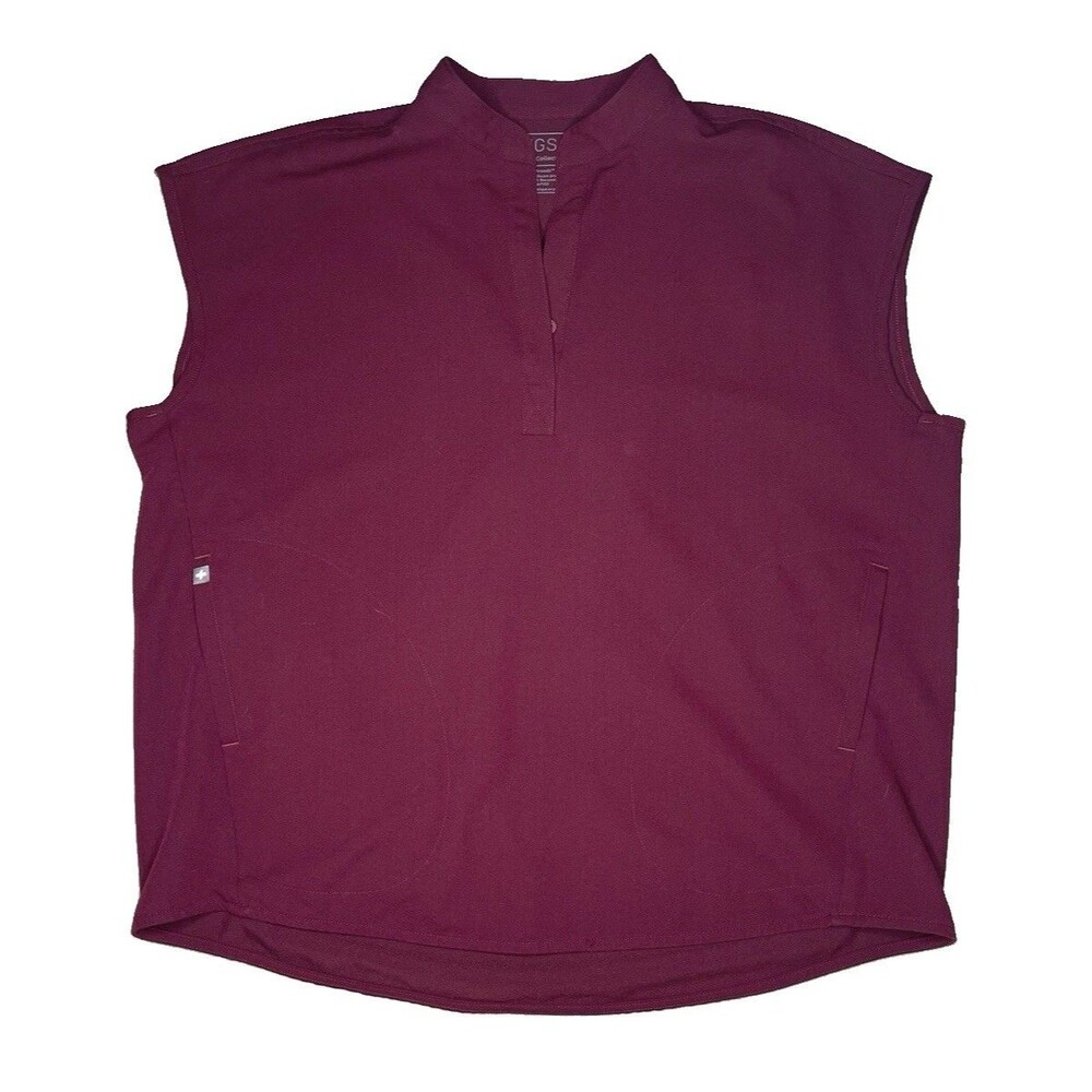 FIGS Rafaela Oversized Scrub Top Men LG Burgundy Sleeveless Technical Collection